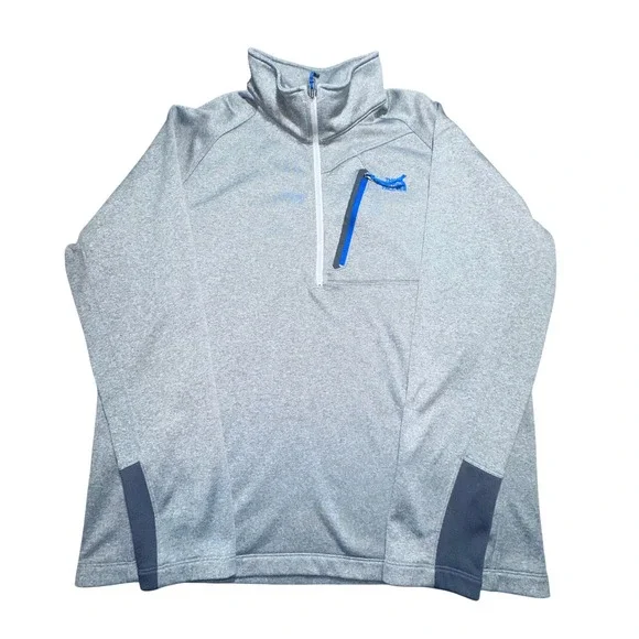 The North Face XL Quarter Zip Pullover‎ Gray Blue Pocket Performance Fleece