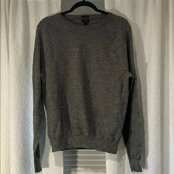 J. Crew Men's Gray 100% Cotton Crewneck Sweater