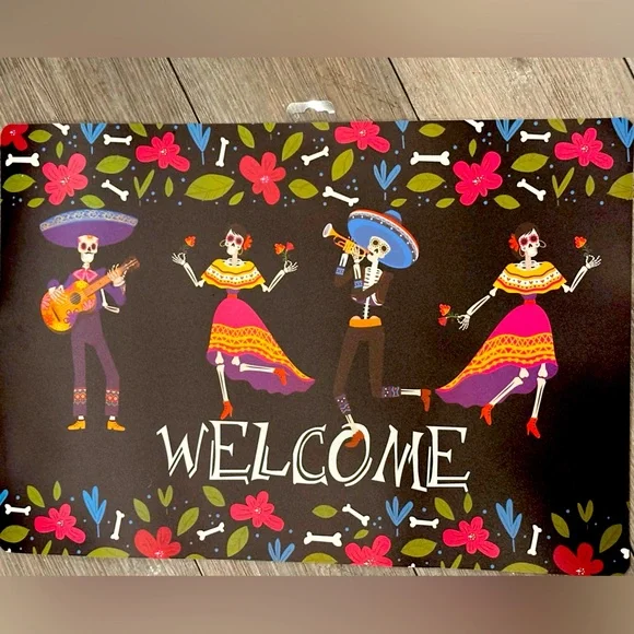 FREE NWT Day of the Dead Skeleton Welcome Mat