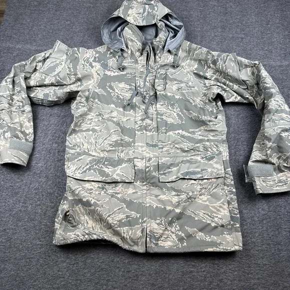 US Airforce Jacket Mens Small Regular Parka Military Tiger Stripe Camo APECS