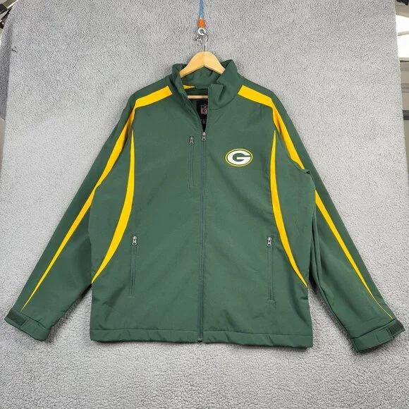 Green Bay Packers Jacket Mens Size XL Green NFL Big Logo Full Zip High Neck