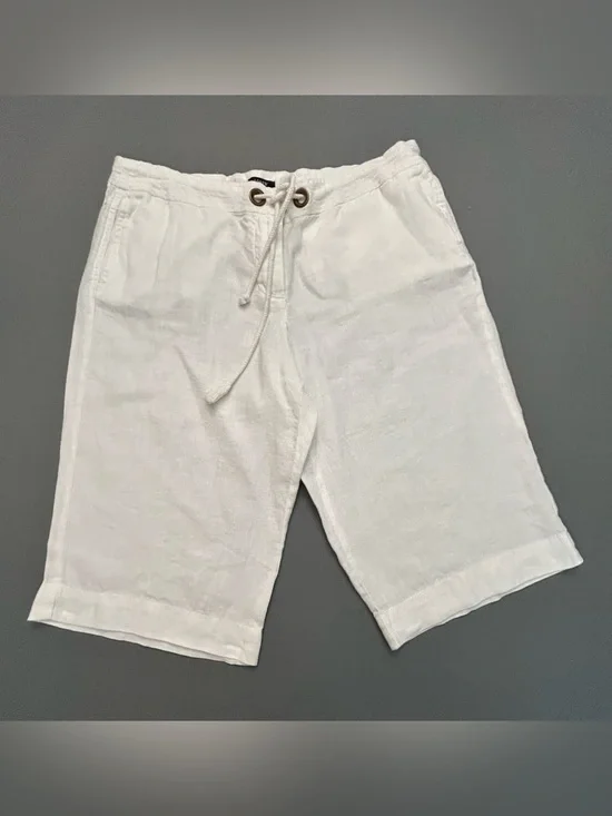 J. Crew White Linen Drawstring Classic Preppy Bermuda Shorts