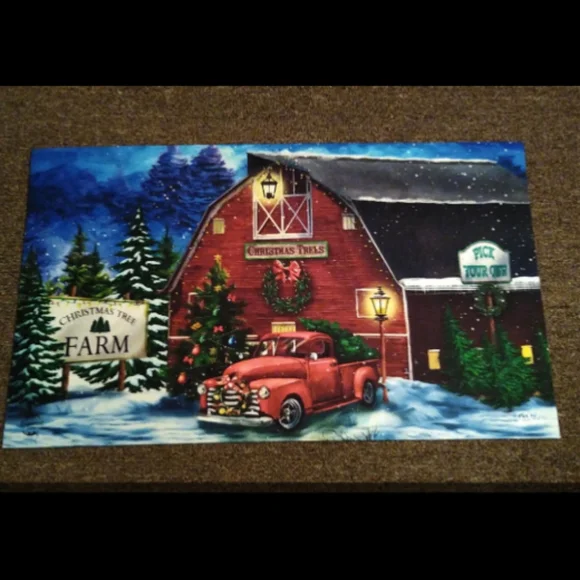 Red truck throw rug