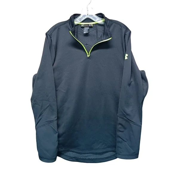 Under Armour Mens S ColdGear Infrared 1/4 Zip Pullover Black Lime Athletic