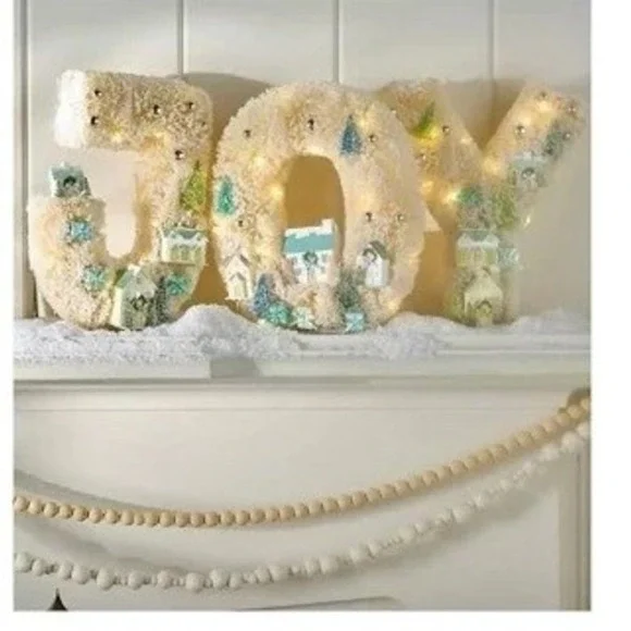 NEW Anthropologie JOY Marquee Festive Sisal Lightup Diorama Fairy Cottage Decor