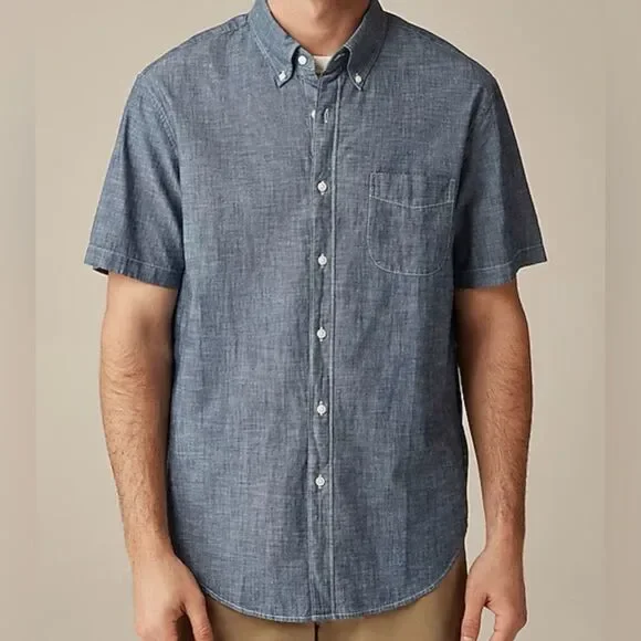 J.Crew Short-sleeve indigo organic chambray shirt NWT Size S