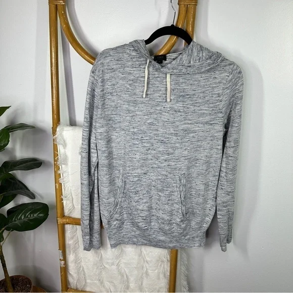 Mens J.Crew Blue and White Heathered Long Sleeve Pullover sz M