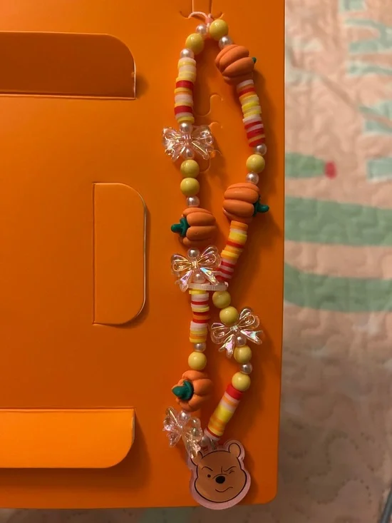 Winnie the Pooh Pumpkin IPhone 13/14/15 Case and Bead Charm with Clear Bows