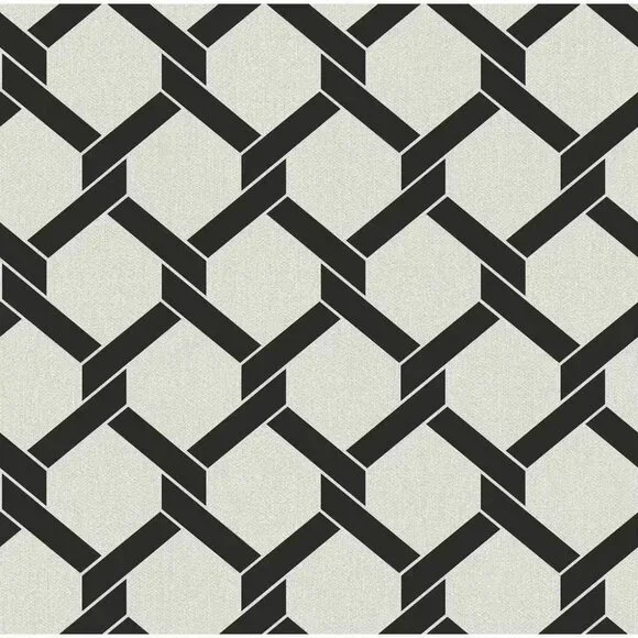 NEW Sealed A Street Payton Black Hexagon Trellis Wallpaper SKU: 2971-86309