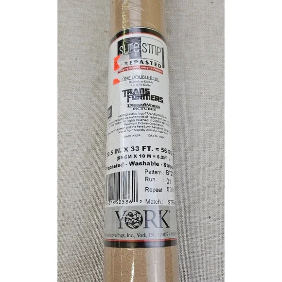 York Sure Strip Transformers Pre‎ Pasted Washable Wallpaper Double Roll BT2761