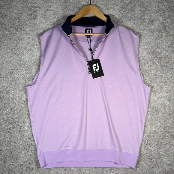 NWT FootJoy Men's M Gathered Waist Vest Half Zip‎ Jersey Performance Lavender