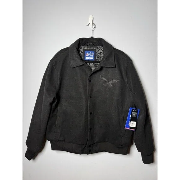 Philadelphia Eagles NFL Ultra Game Men's Triple Black Jacket Coat $160 Tag (MED)