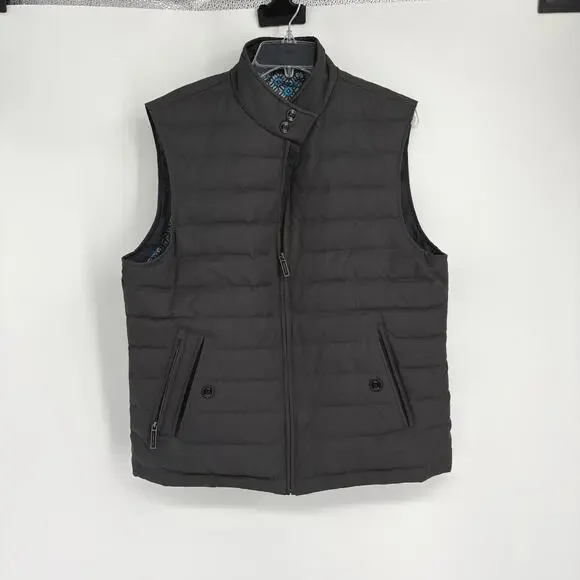 TED BAKER London Charcoal Gray Dylan‎ Trim Fit Quilted Down Sleeveless Vest 5 XL