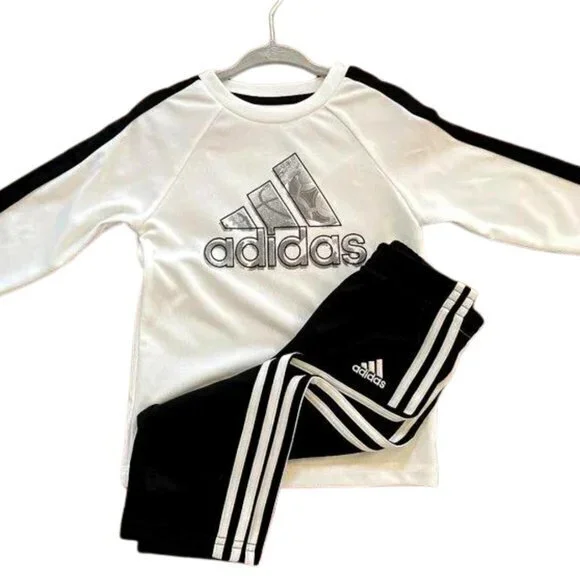 NWTs Adidas Sport Set in White/Black - 18 Months