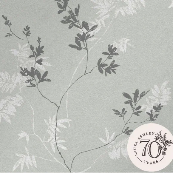 Laura Ashley Wallpaper Mari Mineral Green, 1 roll, Pattern 119840 Batch 007, New