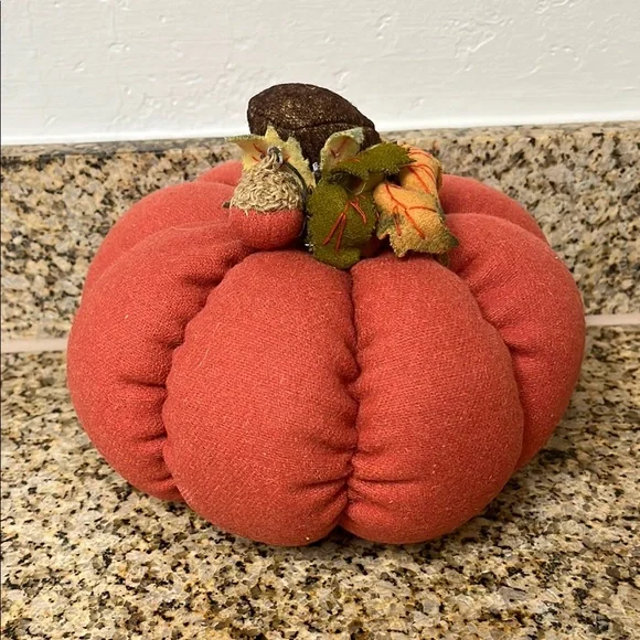 Rust Orange Fabric Pumpkin Decor