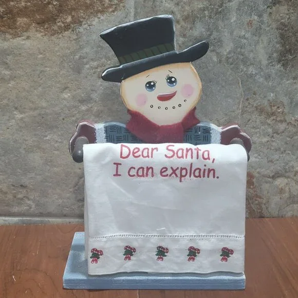 Wooden Snowman Christmas Decor Dear Santa I Can Explain