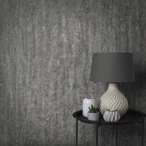 NEW Graham & Brown Orbit Wallpaper Deep Silver 105857 Double Roll Neutral Gray