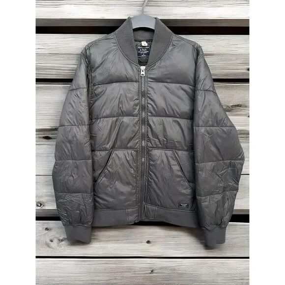 Abercrombie & Fitch Gray Puffer Jacket‎ Men's Size S