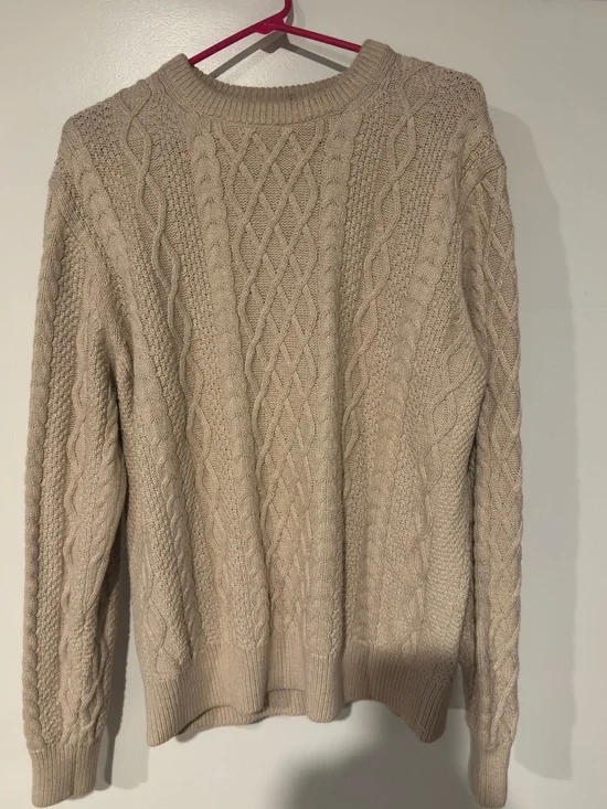 J. Crew Cream Cable Knit Crewneck Sweater