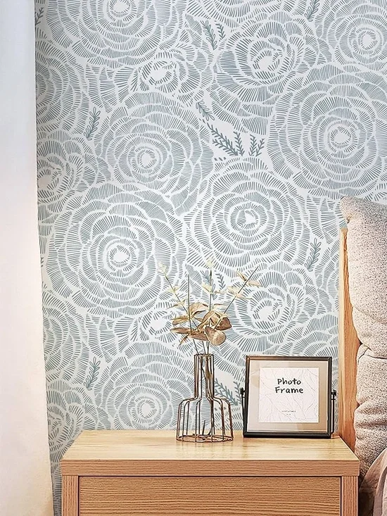 Blue Floral Peel & Stick Wallpaper Roll NEW