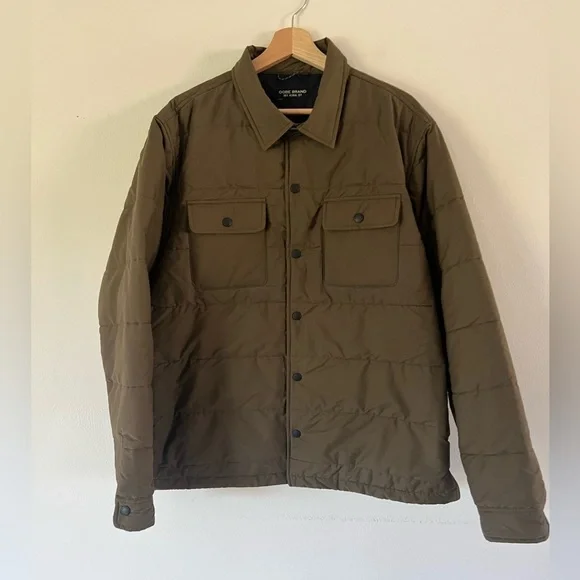 OOBE Brand‎ 161 King St. Men's Green Quilted Snap Button Front Overshirt Shacket