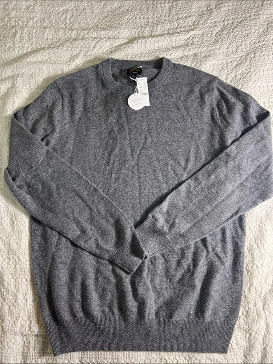 J. Crew mens Heather Gray cashmere Crewneck Sweater size M