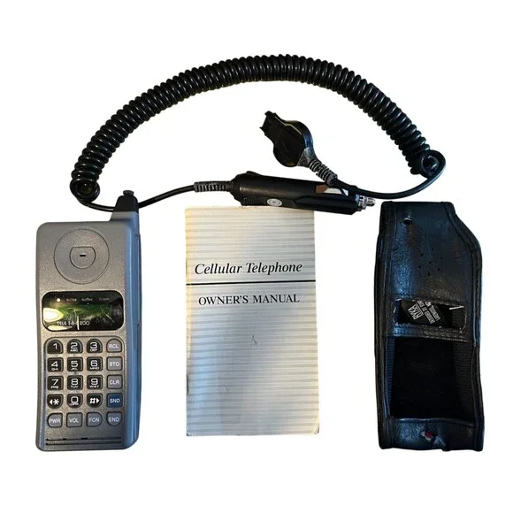 Vintage Motorola TELE TAC 200 Phone Original Box Manual Charger & Case POWERS UP
