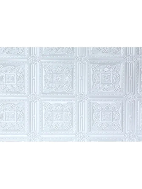 Brewster Home Anaglypta White Turner Tile Luxury Vinyl Paintable Wallpaper