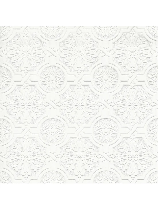 Brewster Home Fashions Victorian White Tin Ceiling Paintable Wallpaper