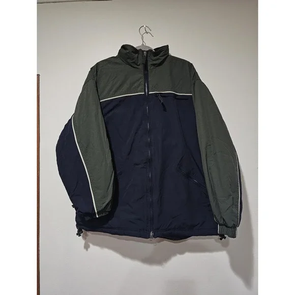 Sonoma Sport Jacket Mens Medium Blue Green Nylon Fleece Lined Puffer Winter