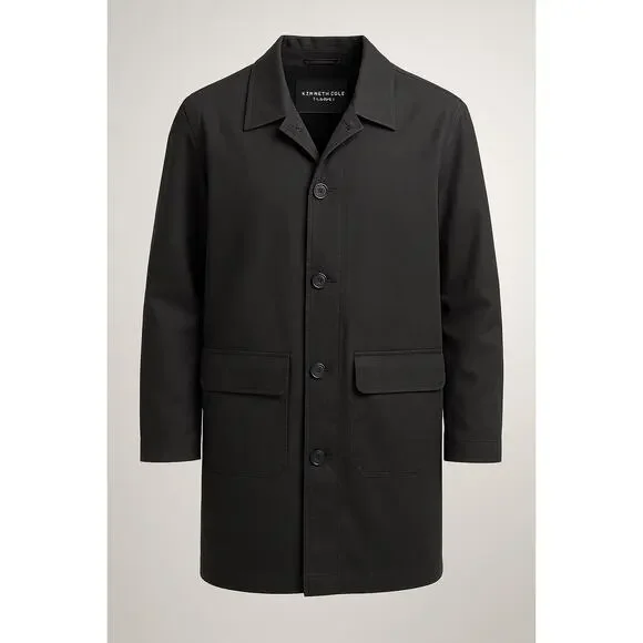 KENNETH COLE NEW YORK MENS BLACK RAIN OVERCOAT SIZE L