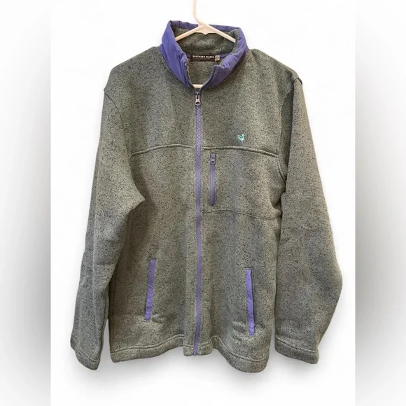 Southern Marsh Gray Fleece Jacket with Purple Trim Size M