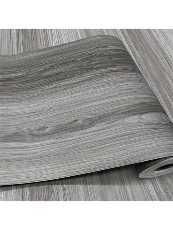 Grey Wood Grain Peel Stick Vinyl Floor Tiles Waterproof Self Adhesive Roll