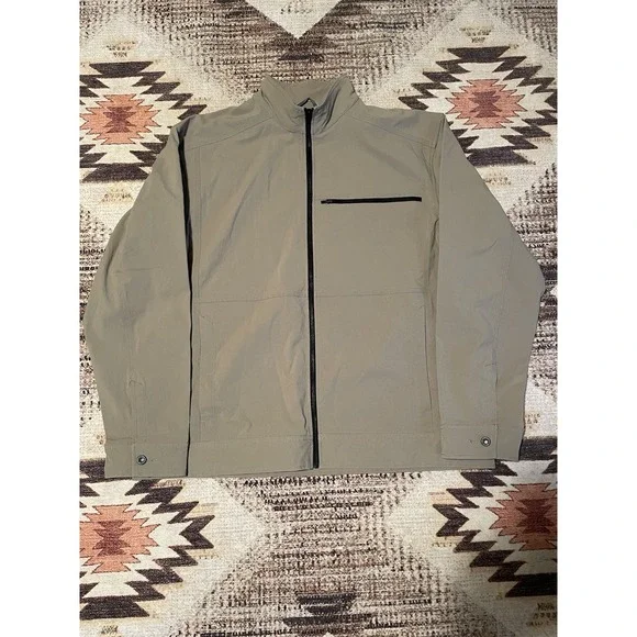 Mountain Hardwear Mens XXL Tan Softshell Full Zip Jacket Mock Neck Hiking