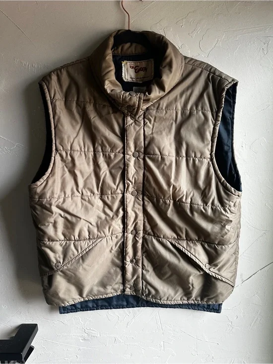 Vintage Envoy The Now Jacket Puffer Vest Taupe Gorpcore Utility Unisex Sz L