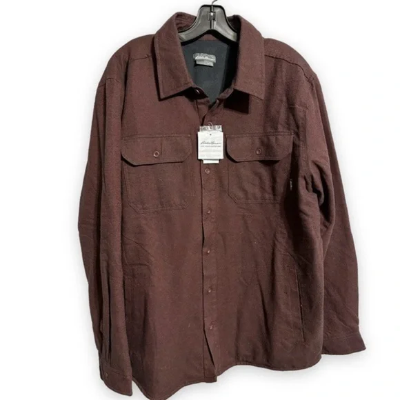 Eddie Bauer Shirt Jacket Fleece Lined Shacket EM32LW271P Andorra Red Sz L