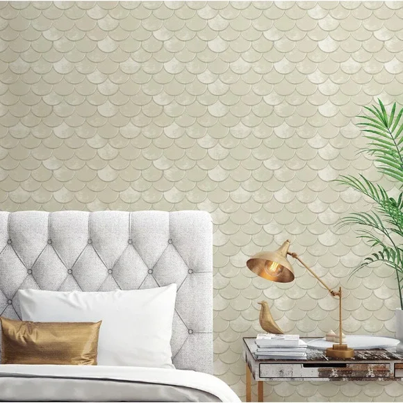 Tempaper Brass Belly Pearl by Genevieve Gorder Peel & Stick Wallpaper 56.37 Sqft