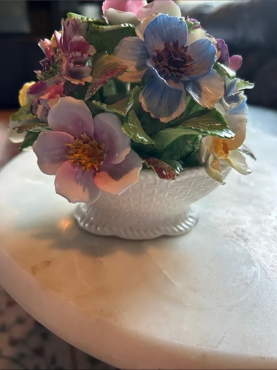 Hand painted from England Floral Arrangement Accent Bowl in Pink, Blue & Green