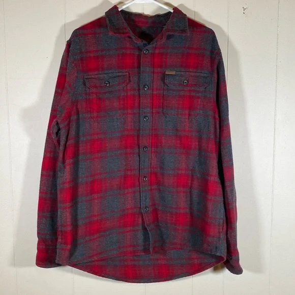 Orvis Shirt Jacket shacket‎ Mens Medium Red Plaid has Pockets Outdoor gorpcore