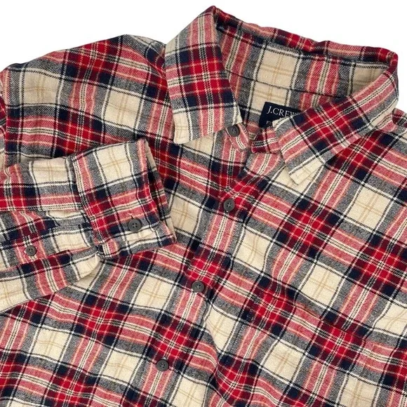 J.Crew Mens Large Flannel Shirt Plaid Button‎ Up Long Sleeve Lumberjack Grunge
