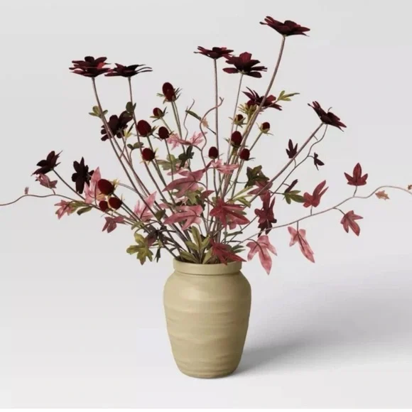 THRESHOLD NWT faux cosmos & thistle potted arrangement -large