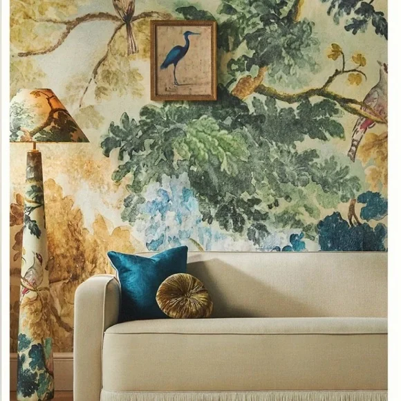 Anthropologie x York Judarn Floral Bird Sure Strip Mural Wallpaper