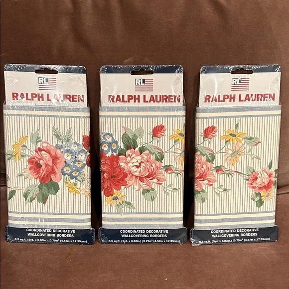 NWT 3 Rolls Ralph Lauren Decorative Wallpaper Borders 6.83” X 15 yds Cottagecore