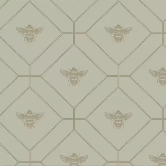 Holden Honeycomb bee green metallic wallpaper 3 rolls: 56 sq ft each