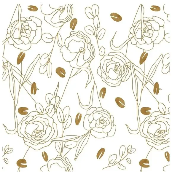Floral Boho Peel Wallpaper Gold 17.3''×118'' Leaf Removable Vinyl Roll s30 b1
