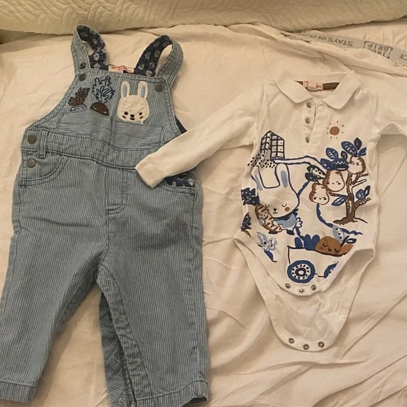 Blue Corduroy Overalls & Top for Kids