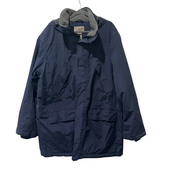 LL Bean Gore-Tex Thinsulate Parka Mens XL Tall‎ Navy Blue Hooded Jacket OJX88