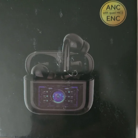 White Wireless Earbuds with LED Display