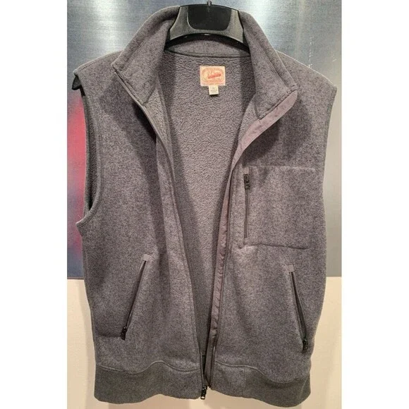 J.Crew Knit Wear Mens MED Summit Vest Grey Fleece Full Zip Pockets VGUC